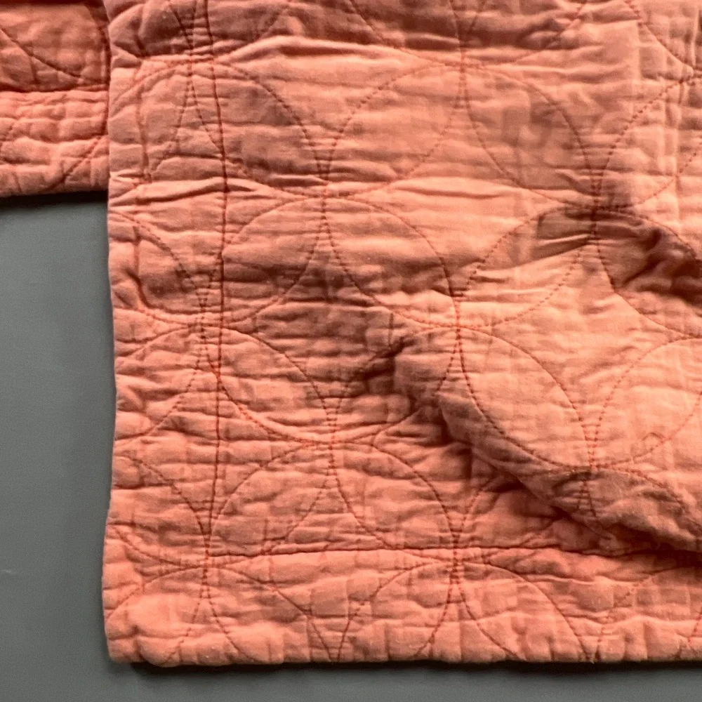 Laura Ashley Standard Quilted Pillow Shams Peach Geometric Bedding (22